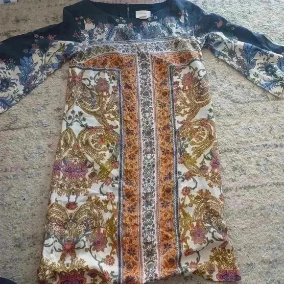 Maeve by Anthropologie Womans Barcelona Silk Paisley Shift Midi Dress 4 - Picture 9 of 16